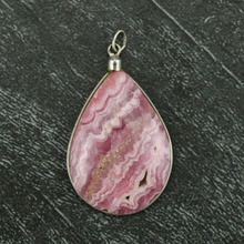 Argentine Rodocrosita Drop Pendant in Silver Wire