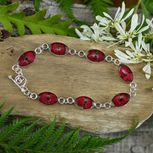 Red Mexican Flowers Seed Bracelet