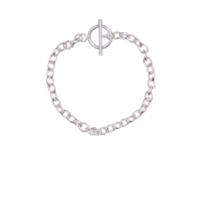 Large Oval Links Silver Bracelet 19 cm