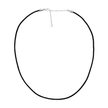 Leather Necklace with Silver Lock and Chain 42 cm 