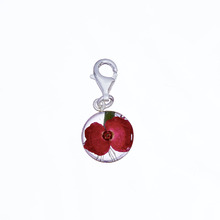 Red Mexican Flowers Round Charm with Clasp