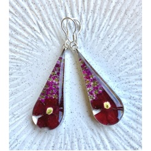 Fuchsia Mexican Flowers Large Pendulum Earrings