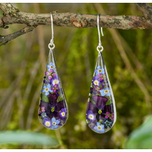 Purple Mexican Flowers Large Pendulum Earrings