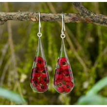 Red Mexican Flowers Large Pendulum Earrings