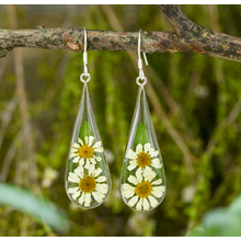 White Mexican Flowers Large Pendulum Earrings