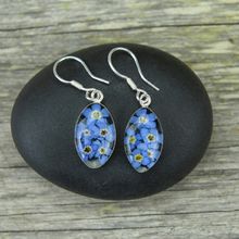 Blue Mexican Flowers Seed Small Hook Earrings