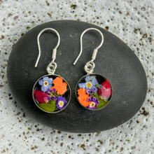 Garden Mexican Flowers Round Small Hook Earrings