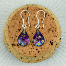 Purple Mexican Flowers Drop Small Hook Earrings