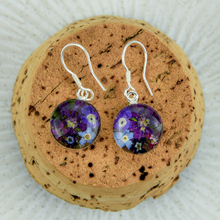 Purple Mexican Flowers Round Small Hook Earrings
