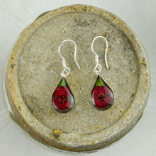Red Mexican Flowers Drop Small Hook Earrings