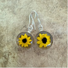 Yellow Mexican Sunflowers Round Small Hook Earrings