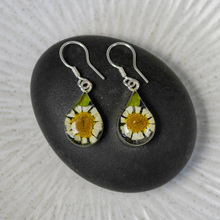 White Mexican Flowers Drop Small Hook Earrings