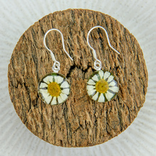 White Mexican Flowers Round Small Hook Earrings