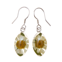Handcrafted Mexican Flowers Earrings - Dried Flowers & Sterling Silver ...