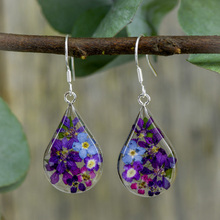 Purple Mexican Flowers Drop Medium Earrings