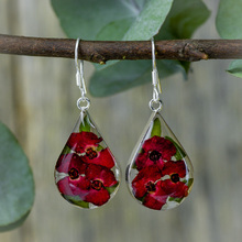 Red Mexican Flowers Drop Medium Earrings