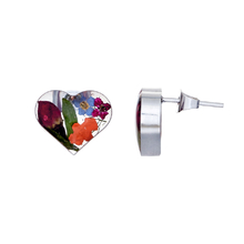 Garden Mexican Flowers Heart Small Stud Earrings
