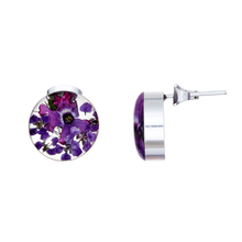 Purple Mexican Flowers Round Small Stud Earrings
