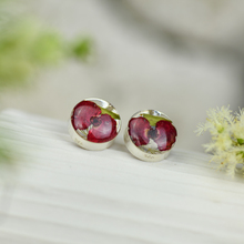 Red Mexican Flowers Round Small Stud Earrings