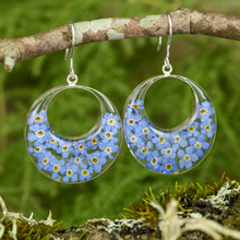 Blue Mexican Flowers Round Cut Out Earrings