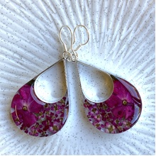Fuchsia Mexican Flowers Drop Cut Out Flower Earrings