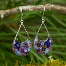 Purple Mexican Flowers Drop Cut Out Hook Earrings