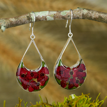 Red Mexican Flowers Drop Cut Out Hook Earrings