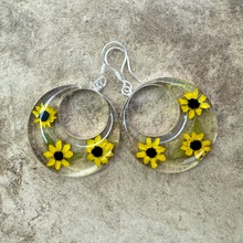 Yellow Mexican Sunflowers Round Cut Out Earrings