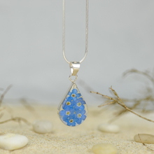 Blue Mexican Flowers Small Drop Necklace