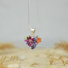 Garden Mexican Flowers Small Heart Necklace