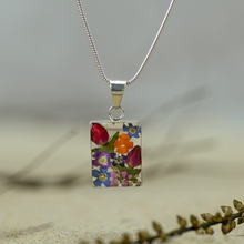 Garden Mexican Flowers Small Rectangle Necklace