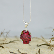 Red Mexican Flowers Small Oval Necklace