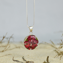Red Mexican Flowers Small Round Necklace
