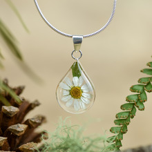 White Mexican Flowers Small Drop Necklace