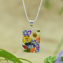 Garden Mexican Flowers Medium Rectangle Necklace