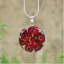 Red Mexican Flowers Round Medium Necklace