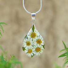 White Mexican Flowers Medium Drop Necklace