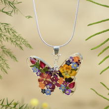 Garden Mexican Flowers Large Butterfly Necklace