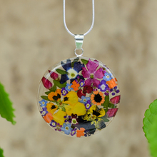 Garden Mexican Flowers Large Round Necklace