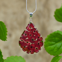 Red Mexican Flowers Large Drop Necklace