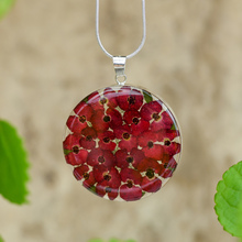 Red Mexican Flowers Large Round Necklace