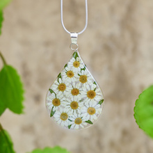 White Mexican Flowers Large Drop Necklace