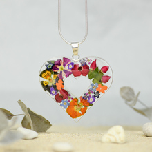Garden Heart Mexican Flowers Large Cut-Out Necklace