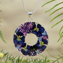 Purple Mexican Flowers Large Donut Necklace