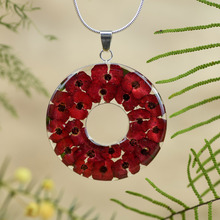 Red Mexican Flowers Large Donut Necklace