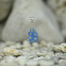 Blue Mexican Flowers Small Drop Pendant