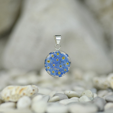 Blue Mexican Flower Small Round Pendant