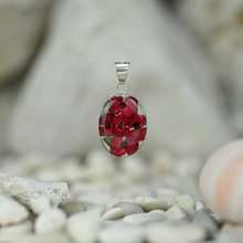 Red Mexican Flowers Small Oval Pendant