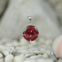 Red Mexican Flowers Small Round Pendant