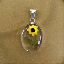 Yellow Mexican Sunflowers Small Oval Pendant